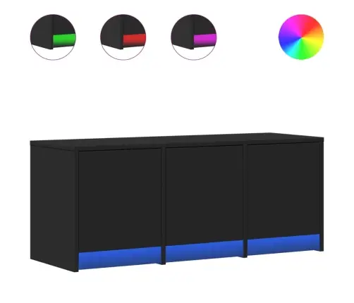 Tv Skapītis Ar Led, Melns, 97X34X40 Cm, Inženierijas Koks Vidaxl