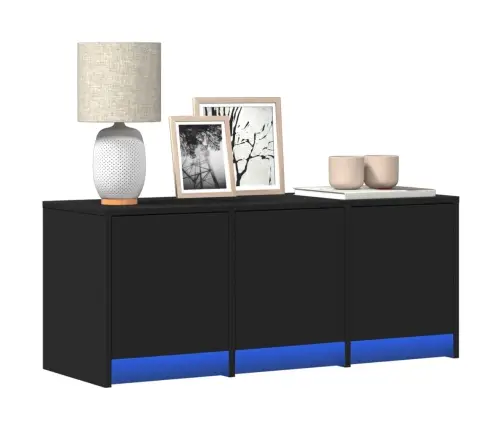 Tv Skapītis Ar Led, Melns, 97X34X40 Cm, Inženierijas Koks Vidaxl