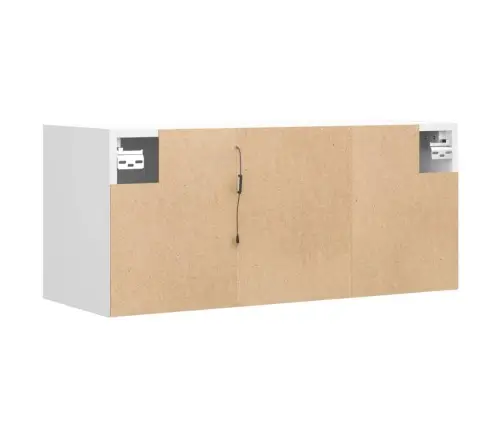 Sieninė Tv Spintelė Su Led Lemputėmis, Balta, 80X31X35Cm