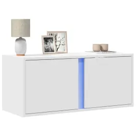 Sieninė Tv Spintelė Su Led Lemputėmis, Balta, 80X31X35Cm