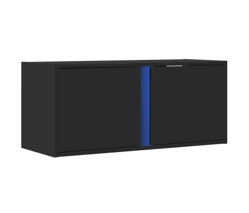 Tv Sienas Skapītis Ar Led Lampiņām, Melns, 80X31X35 Cm Vidaxl