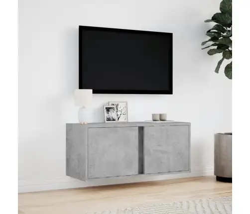 Sieninė Tv Spintelė Su Led Lemputėmis, Betono, 80X31X35Cm