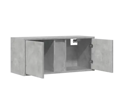 Sieninė Tv Spintelė Su Led Lemputėmis, Betono, 80X31X35Cm
