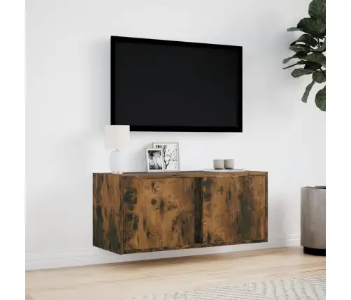 Tv Sienas Skapītis Ar Led Lampiņām, Ozola Krāsa, 80X31X35 Cm Vidaxl
