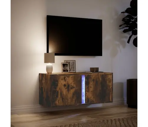 Tv Sienas Skapītis Ar Led Lampiņām, Ozola Krāsa, 80X31X35 Cm Vidaxl