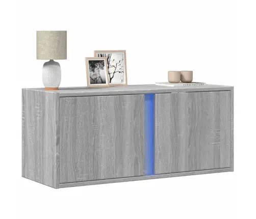 Tv Skapītis Ar Led Lampiņām, Pelēka Ozola Krāsa, 80X31X35 Cm Vidaxl