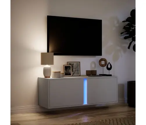 Tv Sienas Skapītis Ar Led Lampiņām, Balts, 100X31X35 Cm Vidaxl