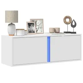 Tv Sienas Skapītis Ar Led Lampiņām, Balts, 100X31X35 Cm Vidaxl