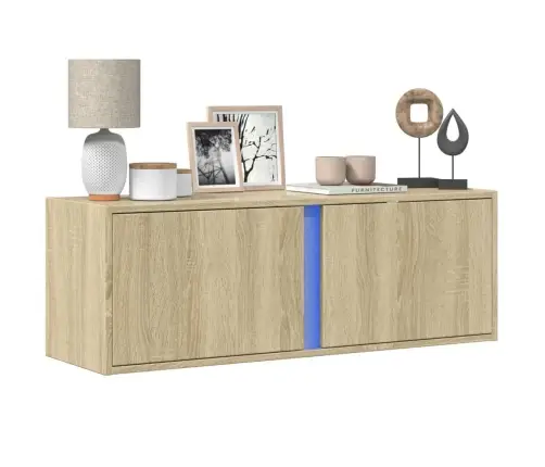 Tv Sienas Skapītis Ar Led Lampiņām, Koka Krāsa, 100X31X35 Cm Vidaxl