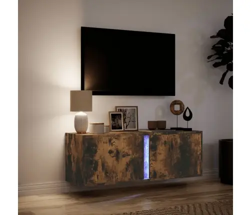 Tv Sienas Skapītis Ar Led Lampiņām, Ozola Krāsa, 100X31X35 Cm Vidaxl