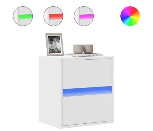 Tv Sienas Skapītis Ar Led Lampiņām, Balts, 41X31X45 Cm Vidaxl