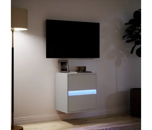 Tv Sienas Skapītis Ar Led Lampiņām, Balts, 41X31X45 Cm Vidaxl