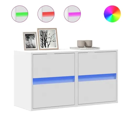 Sieninės Tv Spintelės Su Led, 2Vnt., Baltos, 41X31X45Cm