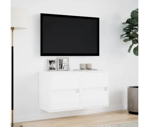 Sieninės Tv Spintelės Su Led, 2Vnt., Baltos, 41X31X45Cm