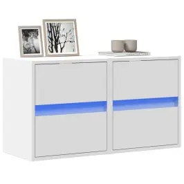 Sieninės Tv Spintelės Su Led, 2Vnt., Baltos, 41X31X45Cm