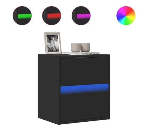 Tv Sienas Skapītis Ar Led Lampiņām, Melns, 41X31X45 Cm Vidaxl