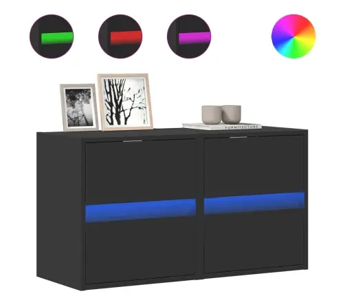 Tv Galdiņi Ar Led Lampiņām, 2 Gab., Melni, 41X31X45 Cm Vidaxl