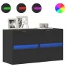 Tv Galdiņi Ar Led Lampiņām, 2 Gab., Melni, 41X31X45 Cm Vidaxl