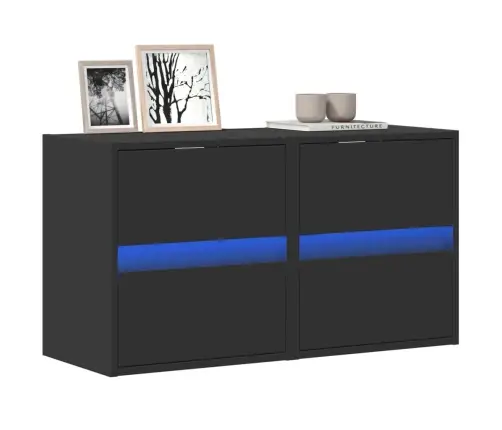 Tv Galdiņi Ar Led Lampiņām, 2 Gab., Melni, 41X31X45 Cm Vidaxl