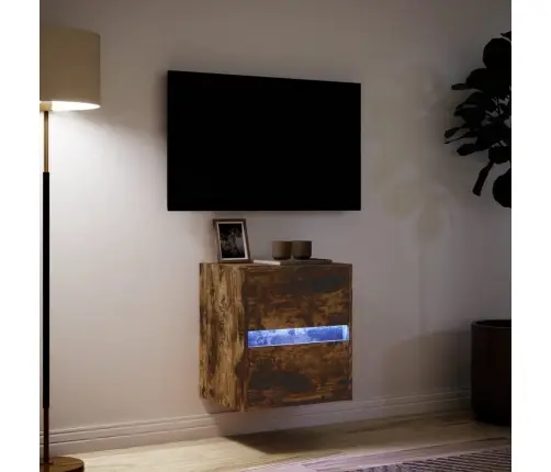 Sieninė Tv Spintelė Su Led Lemputėmis, Dūminė, 41X31X45Cm