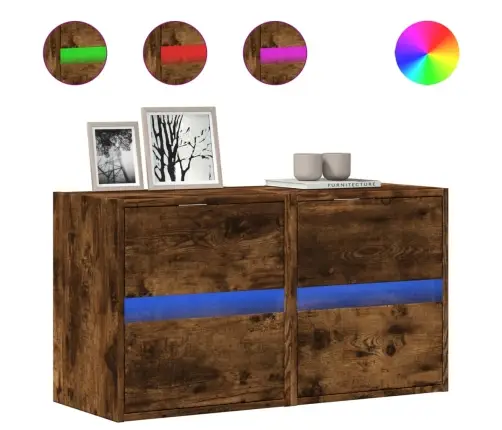 Teleri Seinakapid Led-Tuledega 2 Tk, Suitsutamm, 41X31X45 Cm