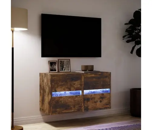 Teleri Seinakapid Led-Tuledega 2 Tk, Suitsutamm, 41X31X45 Cm