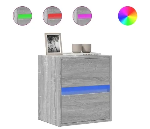 Tv Sienas Skapītis Ar Led Lampiņām, Pelēka Ozola, 41X31X45 Cm Vidaxl