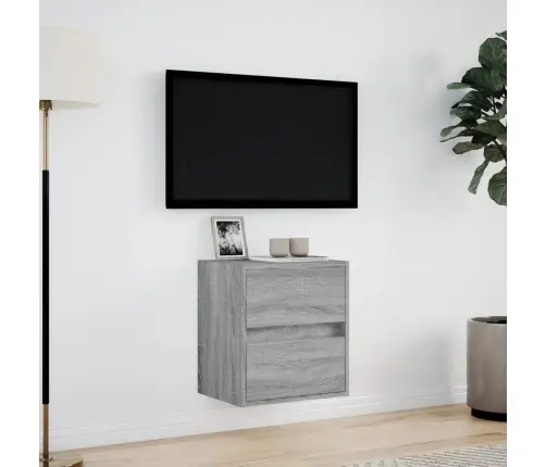 Tv Sienas Skapītis Ar Led Lampiņām, Pelēka Ozola, 41X31X45 Cm Vidaxl