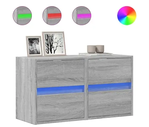 Tv Plaukti Ar Led Lampiņām, 2 Gab., Pelēka Ozola, 41X31X45 Cm Vidaxl