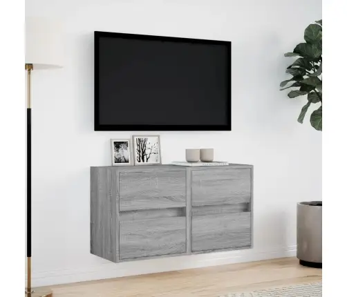Tv Plaukti Ar Led Lampiņām, 2 Gab., Pelēka Ozola, 41X31X45 Cm Vidaxl