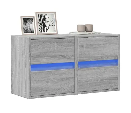 Tv Plaukti Ar Led Lampiņām, 2 Gab., Pelēka Ozola, 41X31X45 Cm Vidaxl