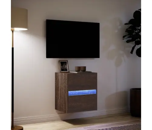 Sieninė Tv Spintelė Su Led Lemputėmis, Ruda Ąžuolo, 41X31X45Cm