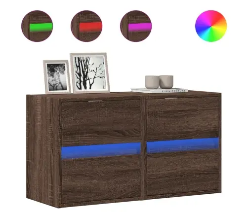 Teleri Seinakapid Led-Tuledega 2 Tk, Pruun Tamm, 41X31X45 Cm Teleri Seinakapid Led-Tuledega 2 Tk, Pruun Tamm, 41X31X45 Cm