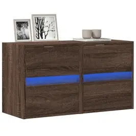 Teleri Seinakapid Led-Tuledega 2 Tk, Pruun Tamm, 41X31X45 Cm