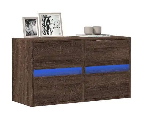 Teleri Seinakapid Led-Tuledega 2 Tk, Pruun Tamm, 41X31X45 Cm Teleri Seinakapid Led-Tuledega 2 Tk, Pruun Tamm, 41X31X45 Cm