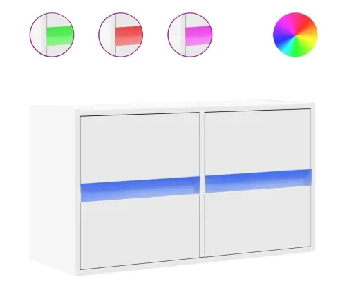 Tv Sienas Skapītis Ar Led Lampiņām, Balts, 80X31X45 Cm Vidaxl