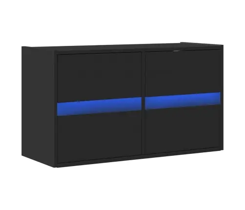 Tv Sienas Skapītis Ar Led Lampiņām, Melns, 80X31X45 Cm Vidaxl