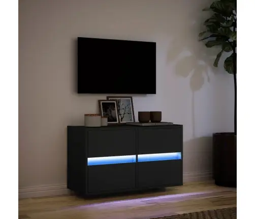 Tv Sienas Skapītis Ar Led Lampiņām, Melns, 80X31X45 Cm Vidaxl