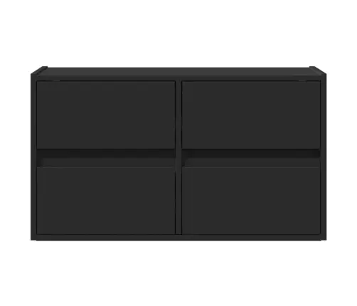 Tv Sienas Skapītis Ar Led Lampiņām, Melns, 80X31X45 Cm Vidaxl