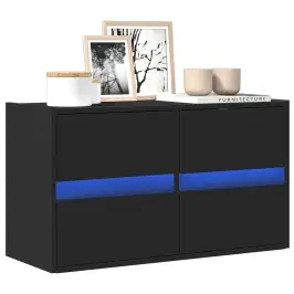 Tv Sienas Skapītis Ar Led Lampiņām, Melns, 80X31X45 Cm Vidaxl