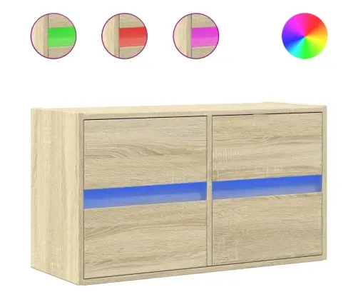 Tv Sienas Skapītis Ar Led Lampiņām, Ozola Krāsa, 80X31X45 Cm Vidaxl