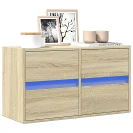 Tv Sienas Skapītis Ar Led Lampiņām, Ozola Krāsa, 80X31X45 Cm Vidaxl
