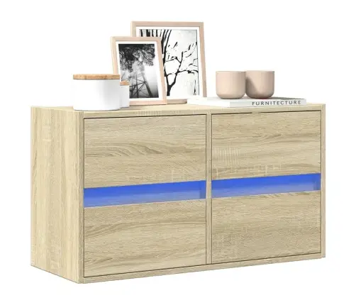 Tv Sienas Skapītis Ar Led Lampiņām, Ozola Krāsa, 80X31X45 Cm Vidaxl