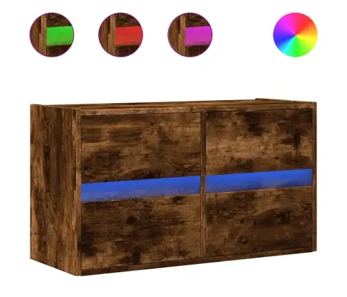 Tv Sienas Skapītis Ar Led Lampiņām, Ozola Krāsa, 80X31X45 Cm Vidaxl