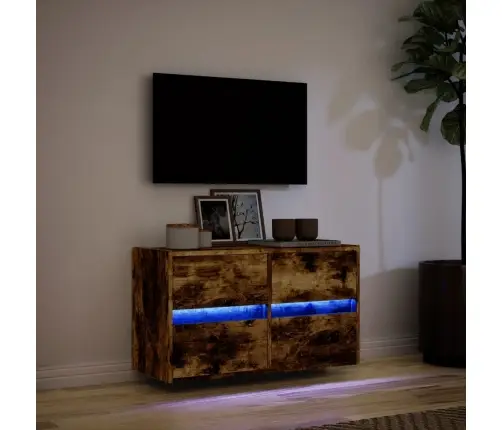 Tv Sienas Skapītis Ar Led Lampiņām, Ozola Krāsa, 80X31X45 Cm Vidaxl