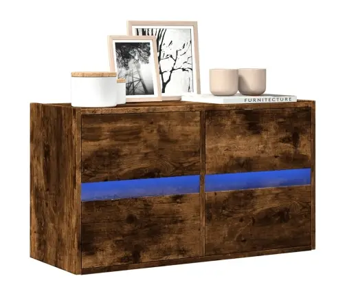 Tv Sienas Skapītis Ar Led Lampiņām, Ozola Krāsa, 80X31X45 Cm Vidaxl