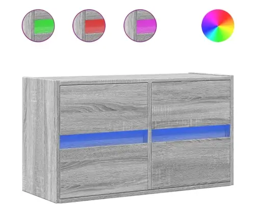 Tv Skapītis Ar Led Lampiņām, Pelēka Ozola Krāsa, 80X31X45 Cm Vidaxl