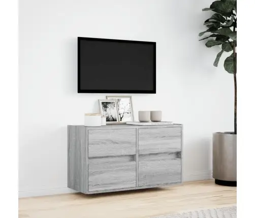 Tv Skapītis Ar Led Lampiņām, Pelēka Ozola Krāsa, 80X31X45 Cm Vidaxl