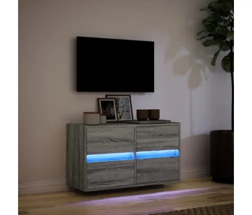 Tv Skapītis Ar Led Lampiņām, Pelēka Ozola Krāsa, 80X31X45 Cm Vidaxl