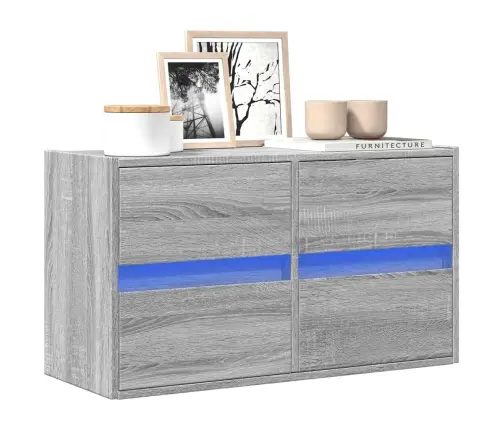 Tv Skapītis Ar Led Lampiņām, Pelēka Ozola Krāsa, 80X31X45 Cm Vidaxl